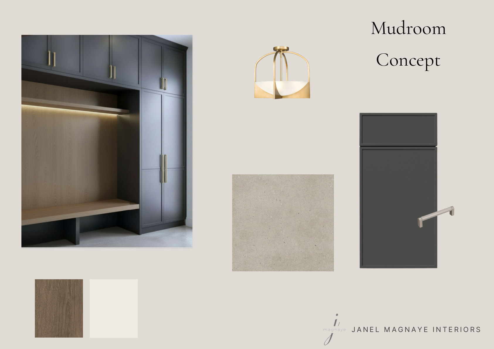 Mudroom concept board by Janel Magnaye Interiors