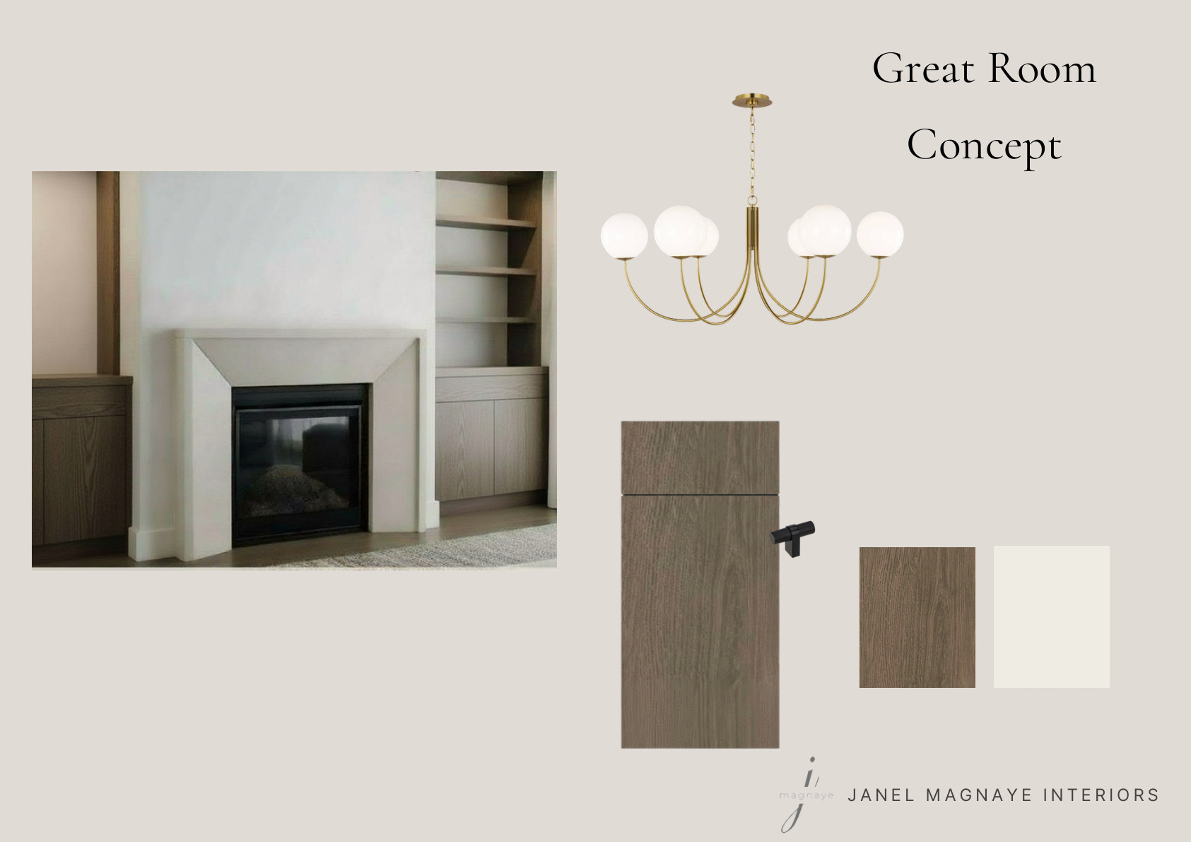 Great Room concept board by Janel Magnaye Interiors