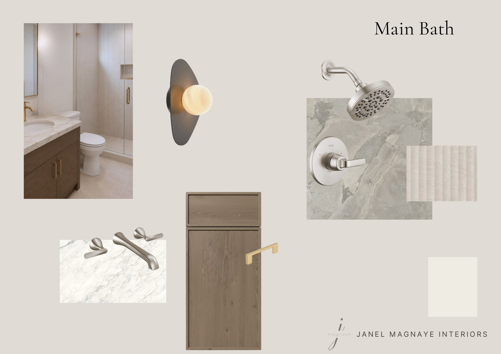 Main Bath concept board by Janel Magnaye Interiors