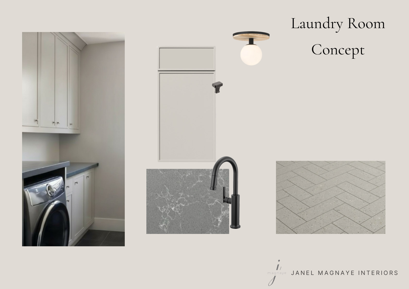 Laundry Room concept board by Janel Magnaye Interiors