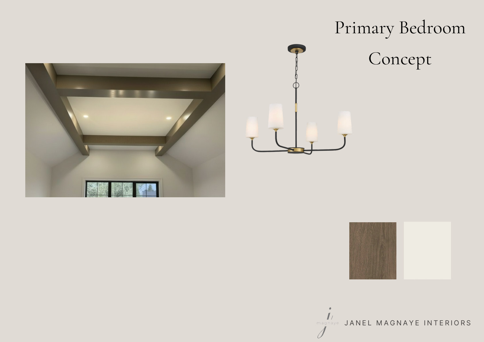 Primary Bedroom concept board by Janel Magnaye Interiors